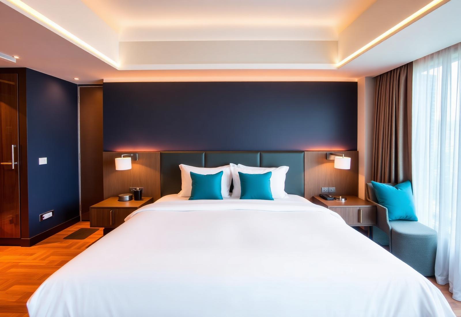 Ambiente de hospedagem com cama de casal